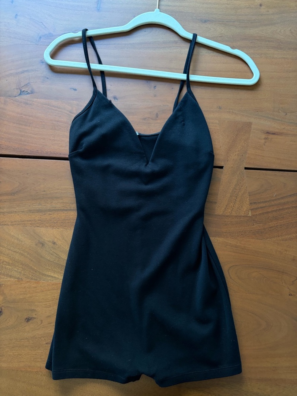 Black Romper Womens Spaghetti Strap Deep V Neck Wire Minimalist Basics Size S
